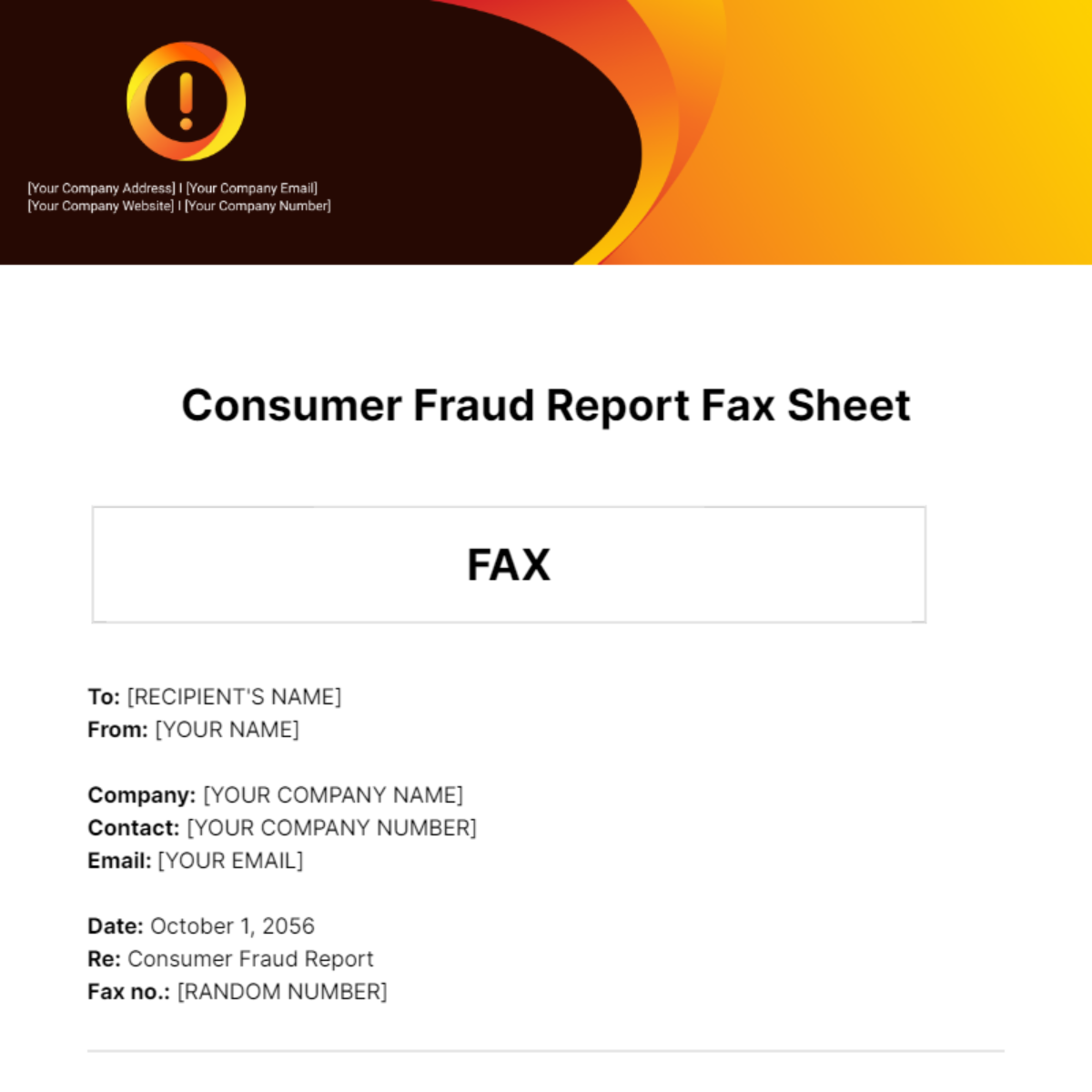 Consumer Fraud Report Fax Sheet Template - Edit Online & Download