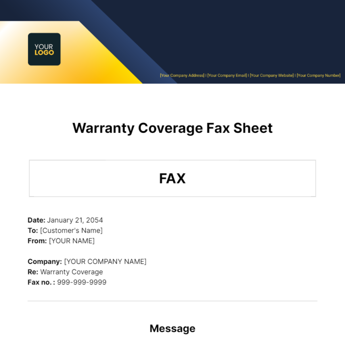 Warranty Coverage Fax Sheet Template - Edit Online & Download