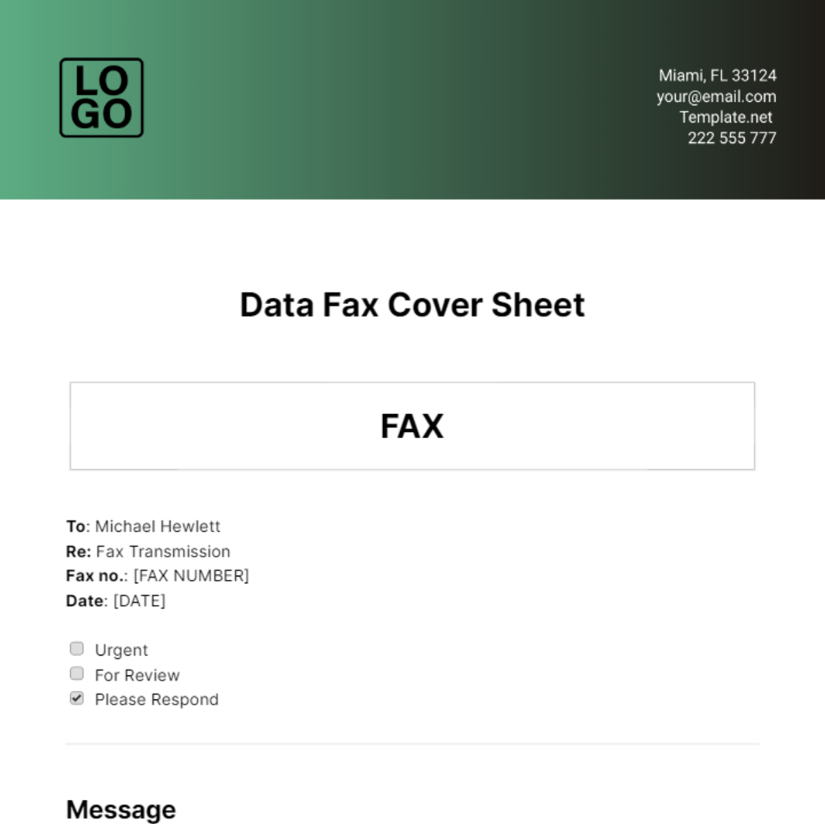 Data Fax Cover Sheet Template - Edit Online & Download