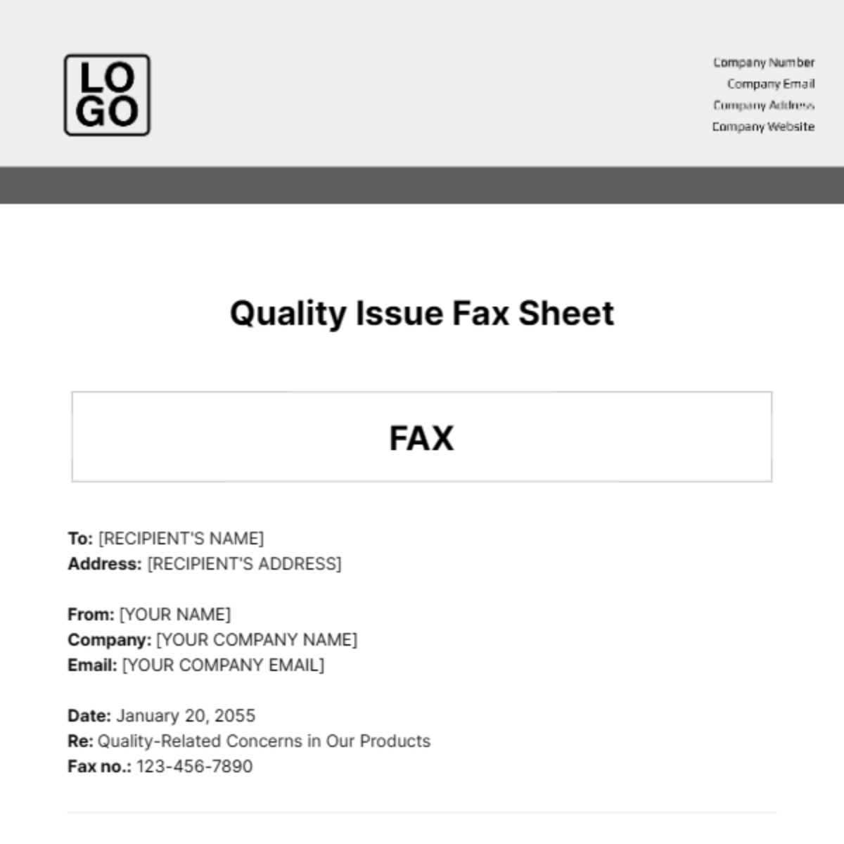 Quality Issue Fax Sheet Template - Edit Online & Download