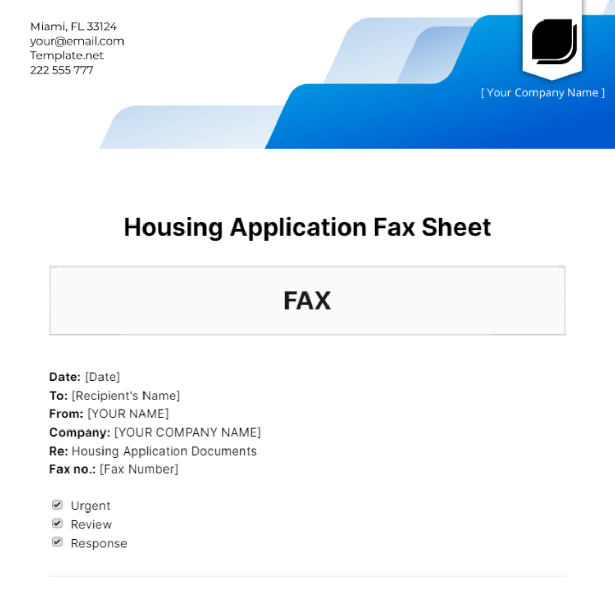 Housing Application Fax Sheet Template - Edit Online & Download