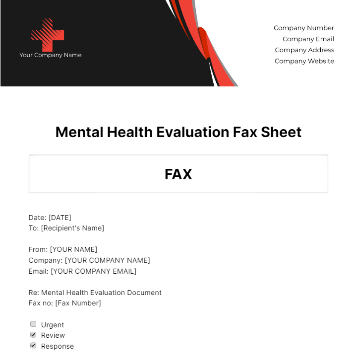 Mental Health Evaluation Fax Sheet Template - Edit Online & Download