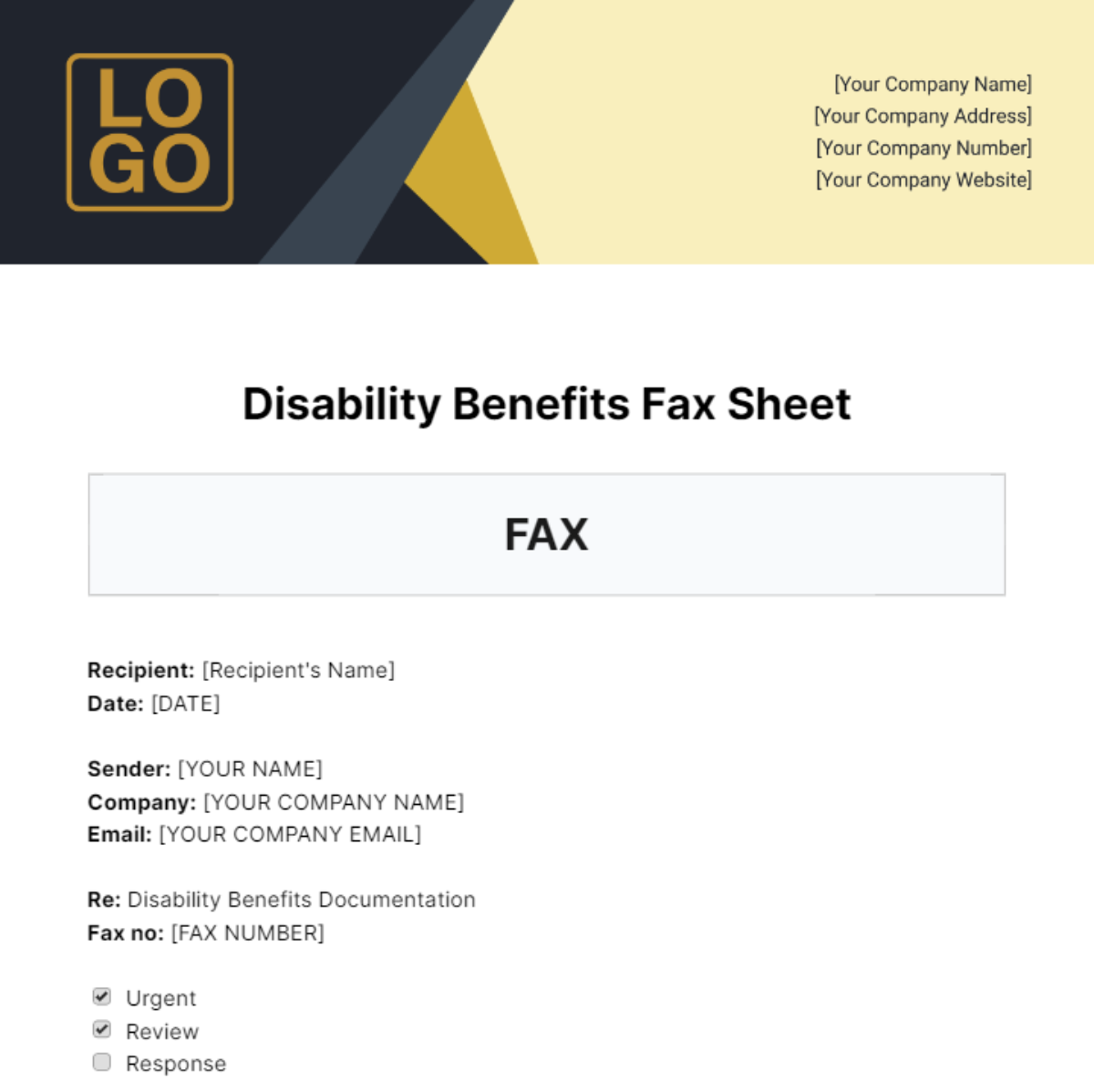 Disability Benefits  Fax Sheet Template - Edit Online & Download