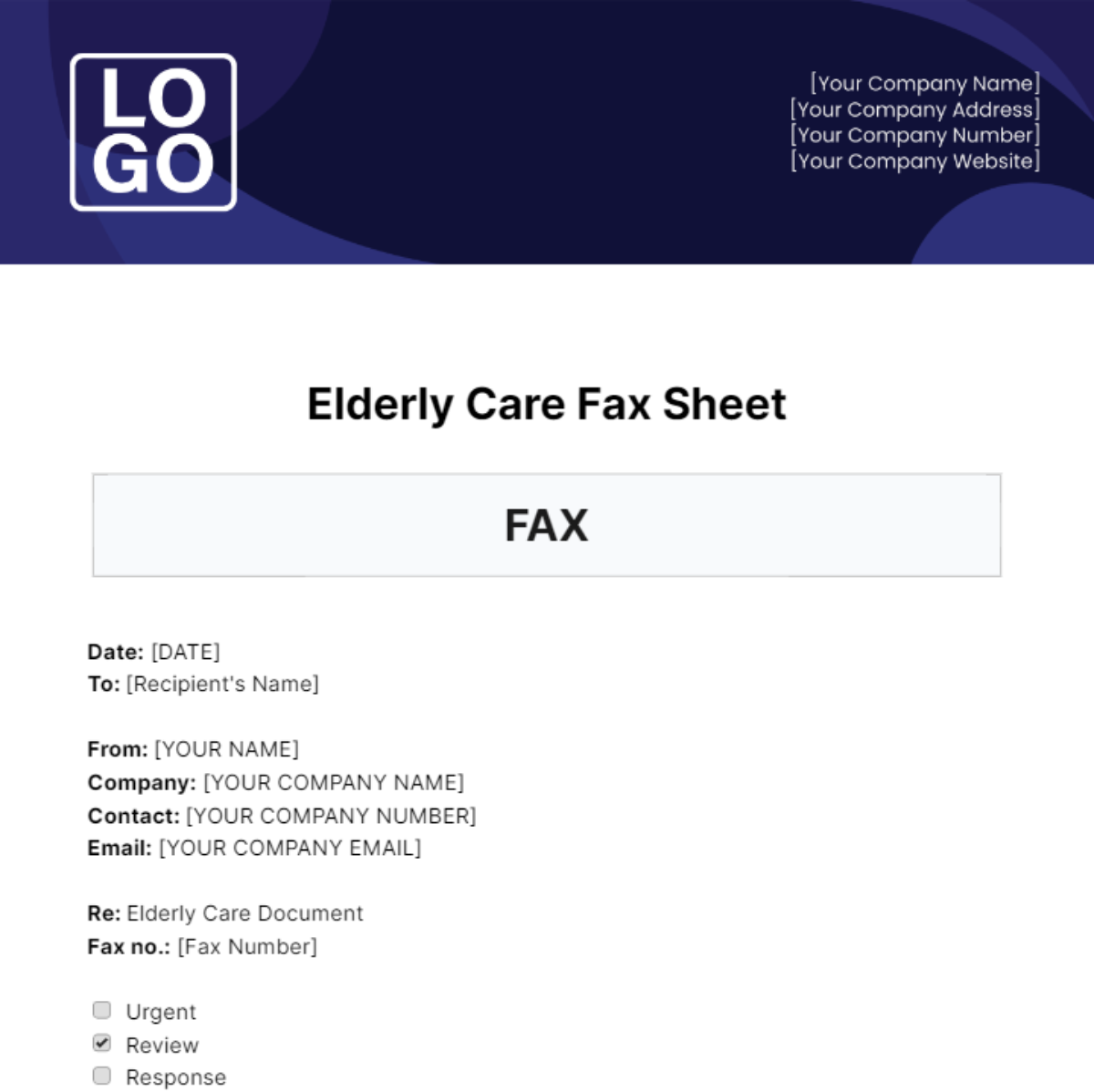 Elderly Care Fax Sheet Template - Edit Online & Download