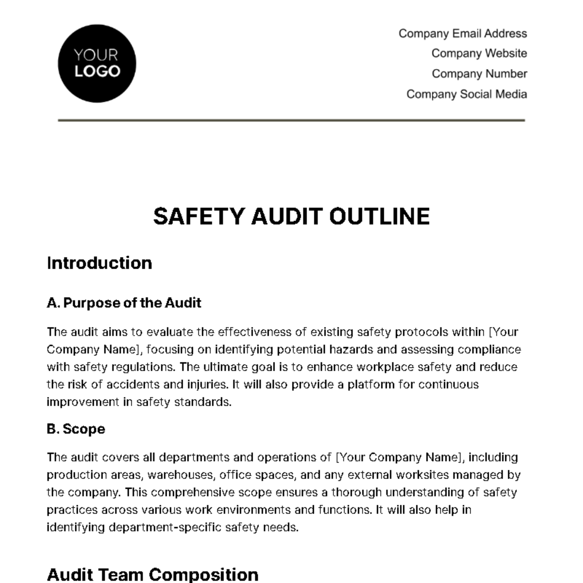 Free Safety Audit Outline Template