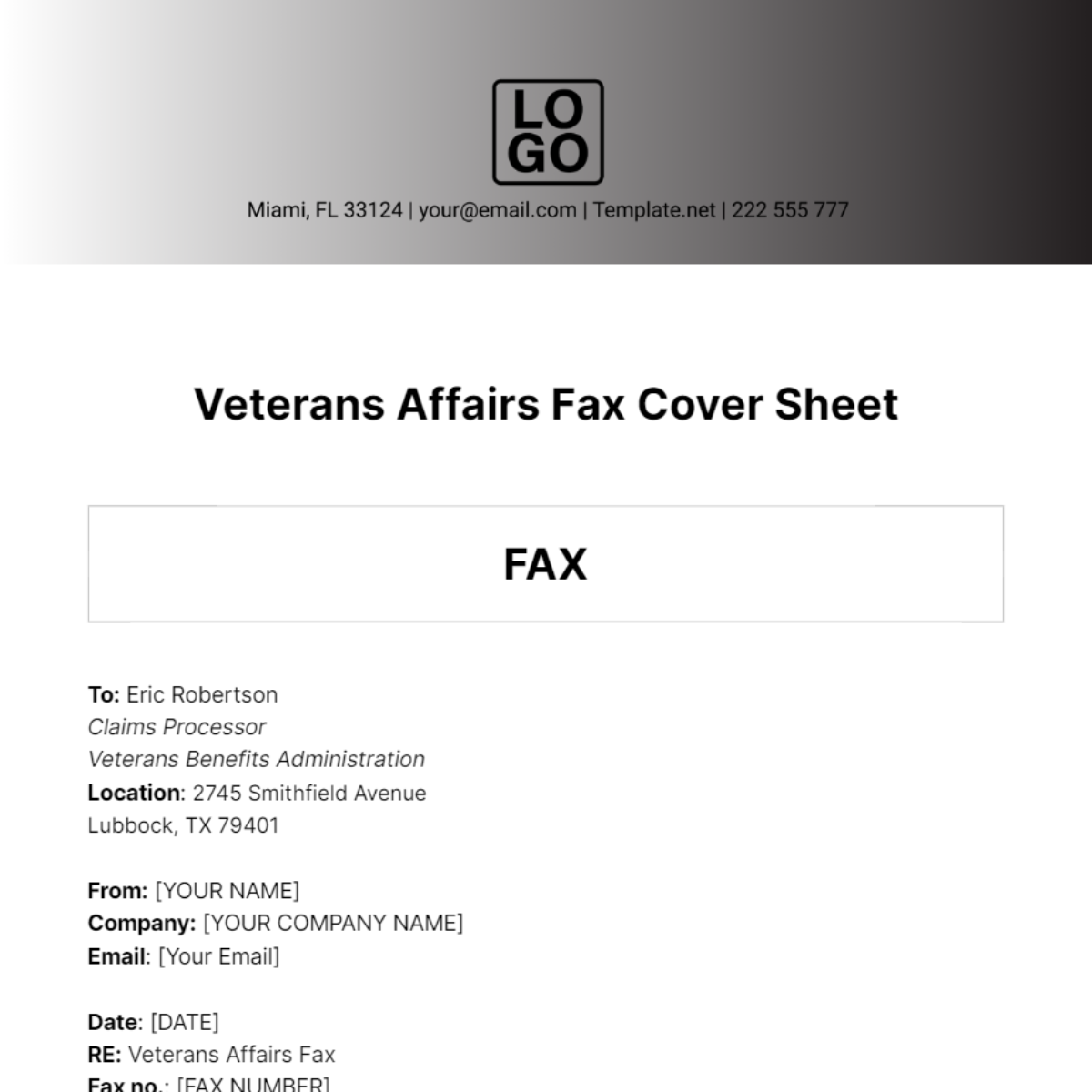 Veterans Affairs Fax Cover Sheet Template - Edit Online & Download