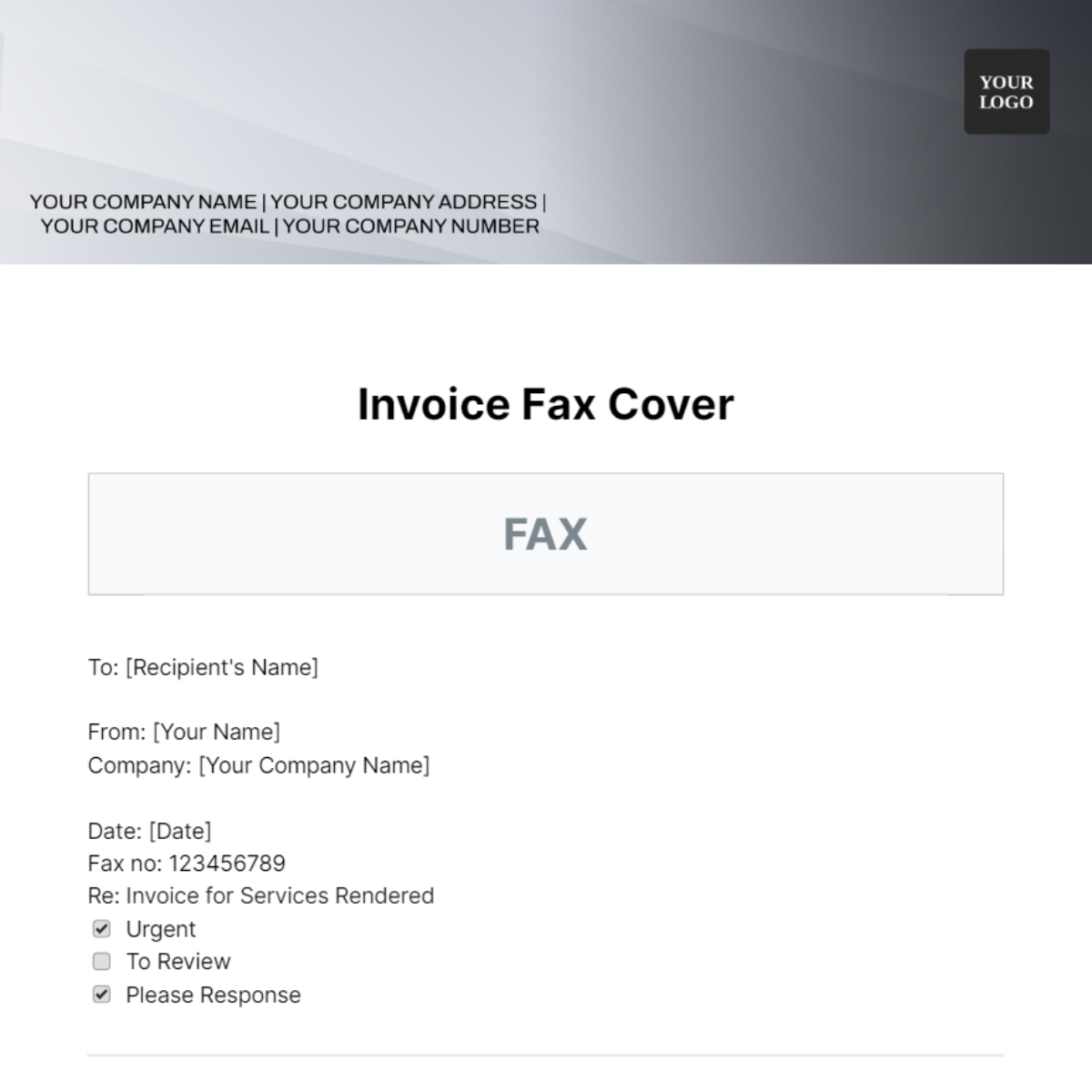 Invoice Fax Cover Template