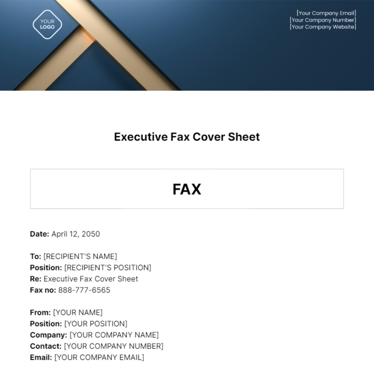 Executive Fax Cover Sheet Template