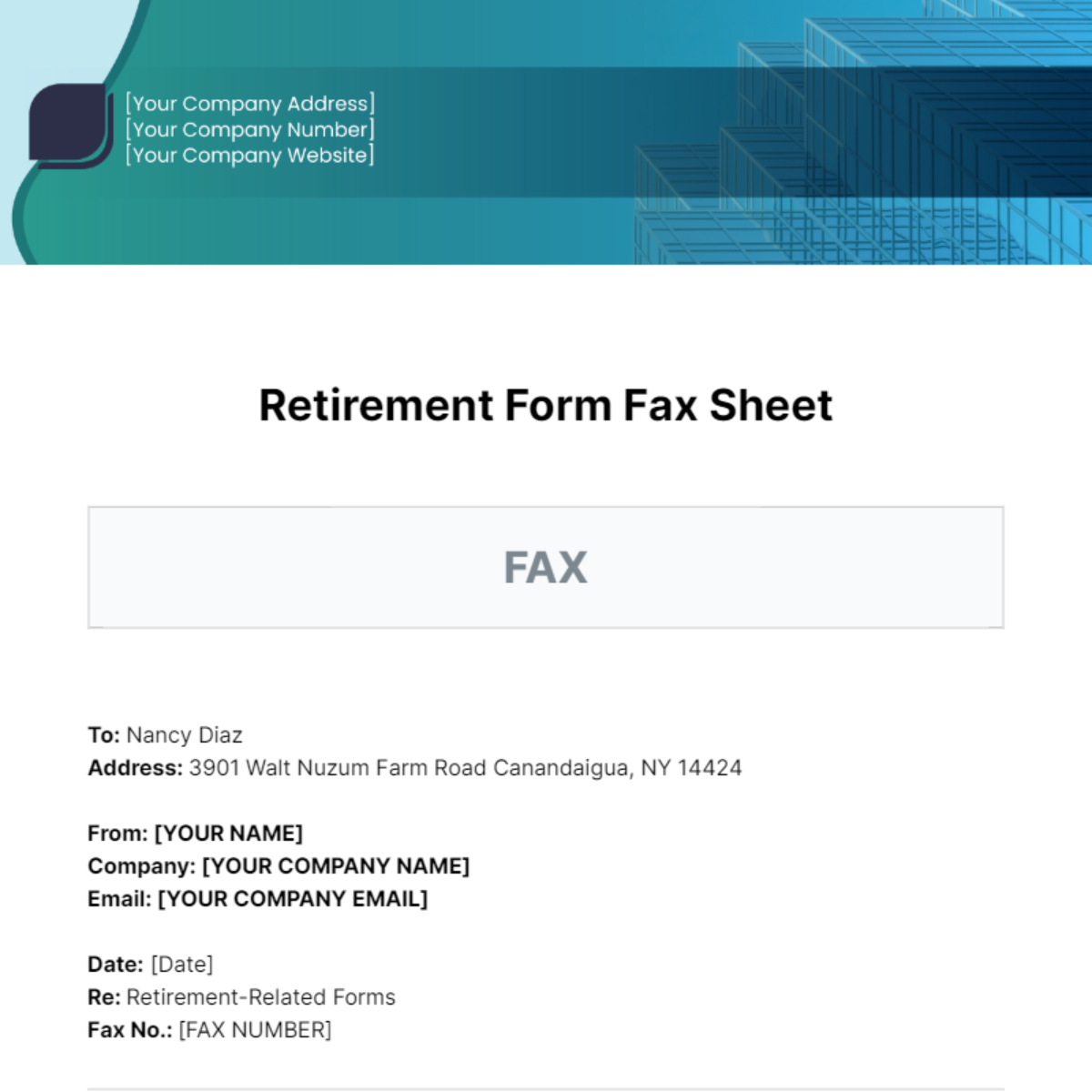 Free Retirement Form Fax Sheet Template