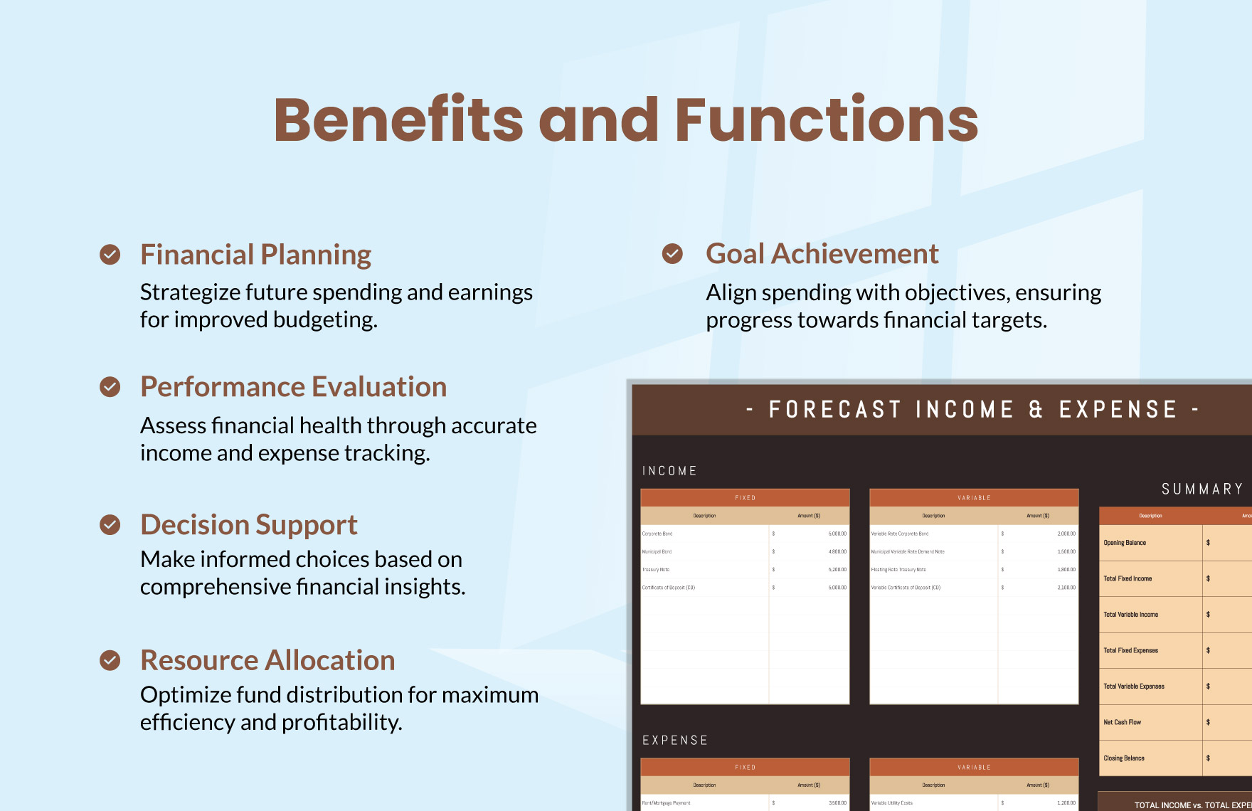 Forecast Income and Expense Template
