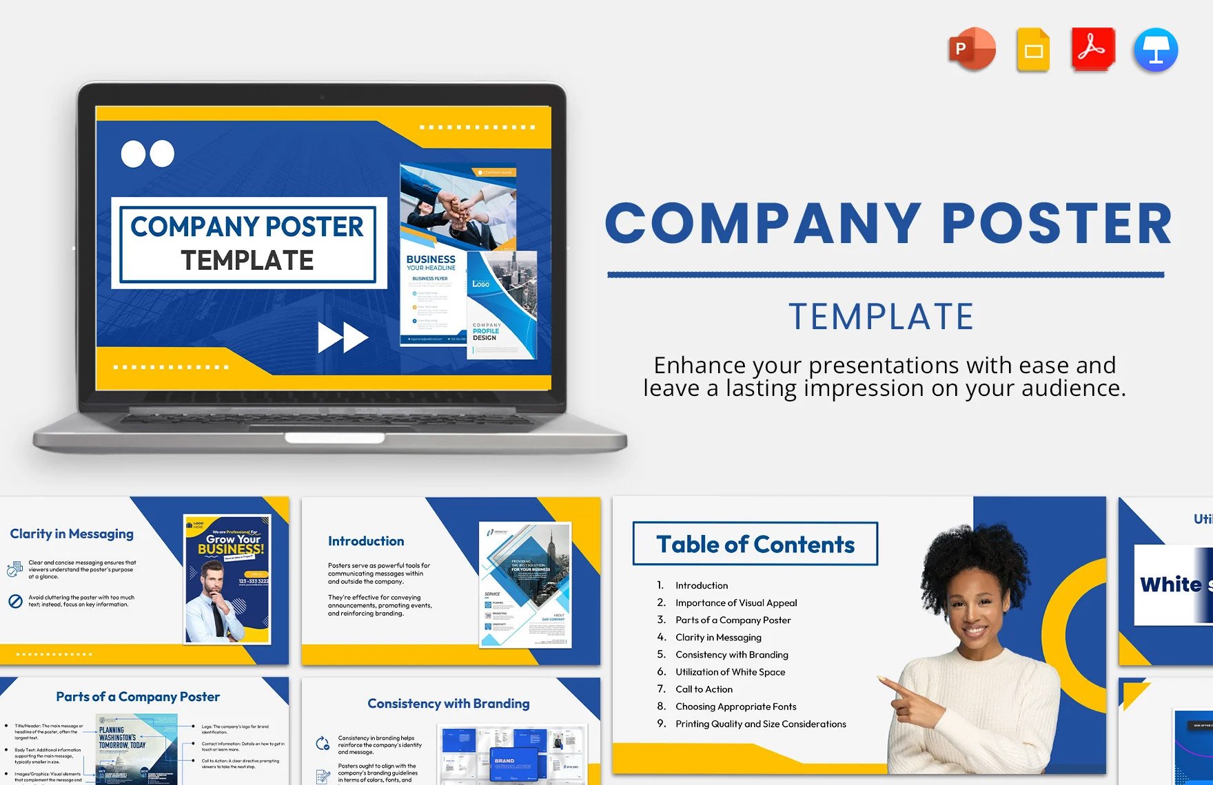 Company Poster Template in PDF, PowerPoint, Google Slides, Apple Keynote