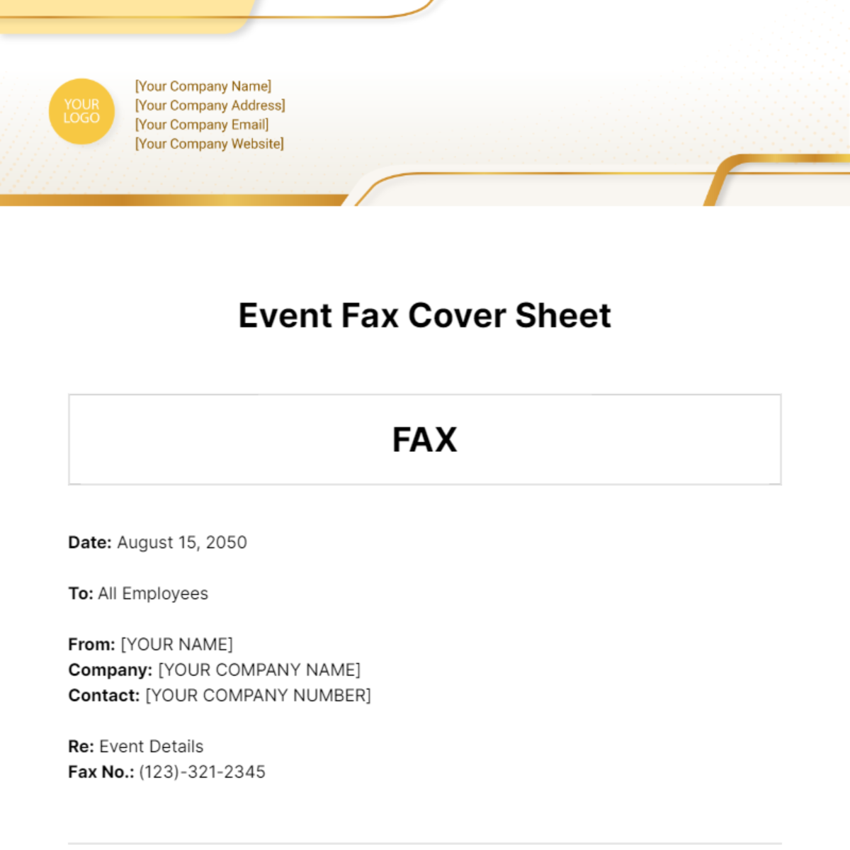 Event Fax Cover Sheet Template