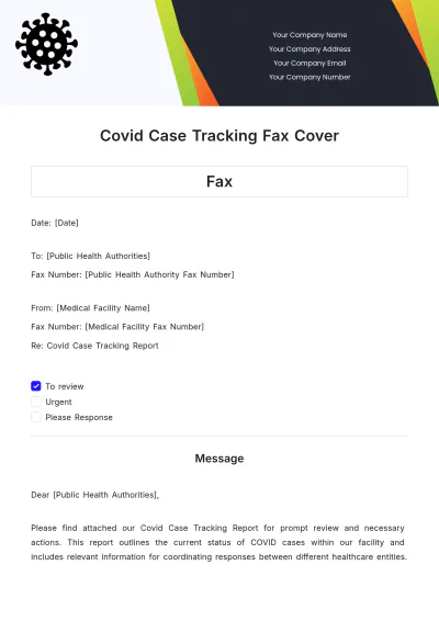 Free Covid Case Tracking Fax Cover Template to Edit Online