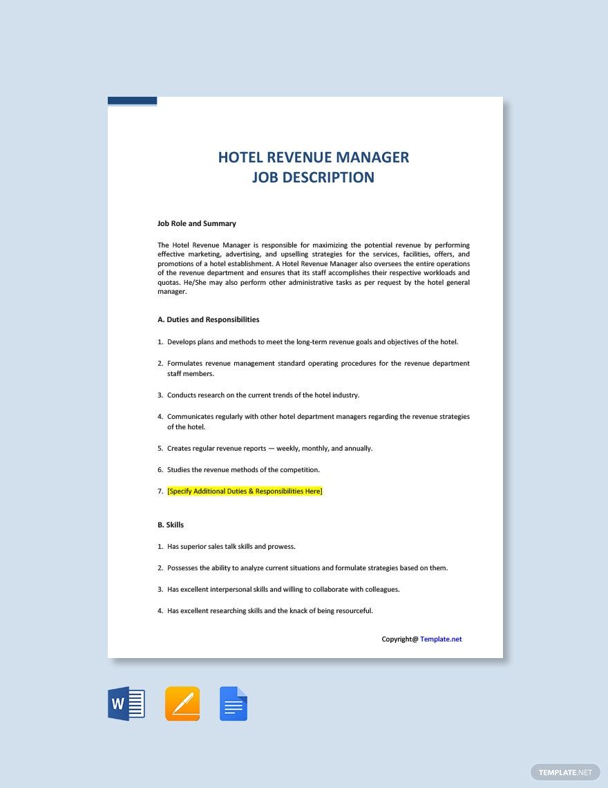 Hotel Manager Word Templates Design Free Download Template
