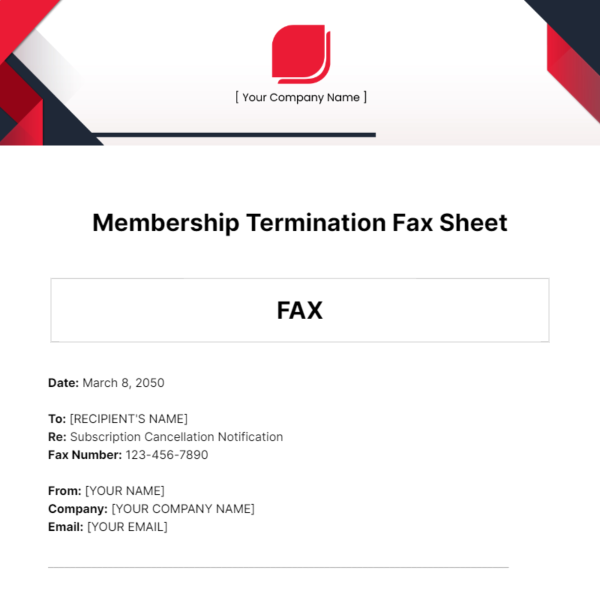 Membership Termination Fax Sheet Template - Edit Online & Download