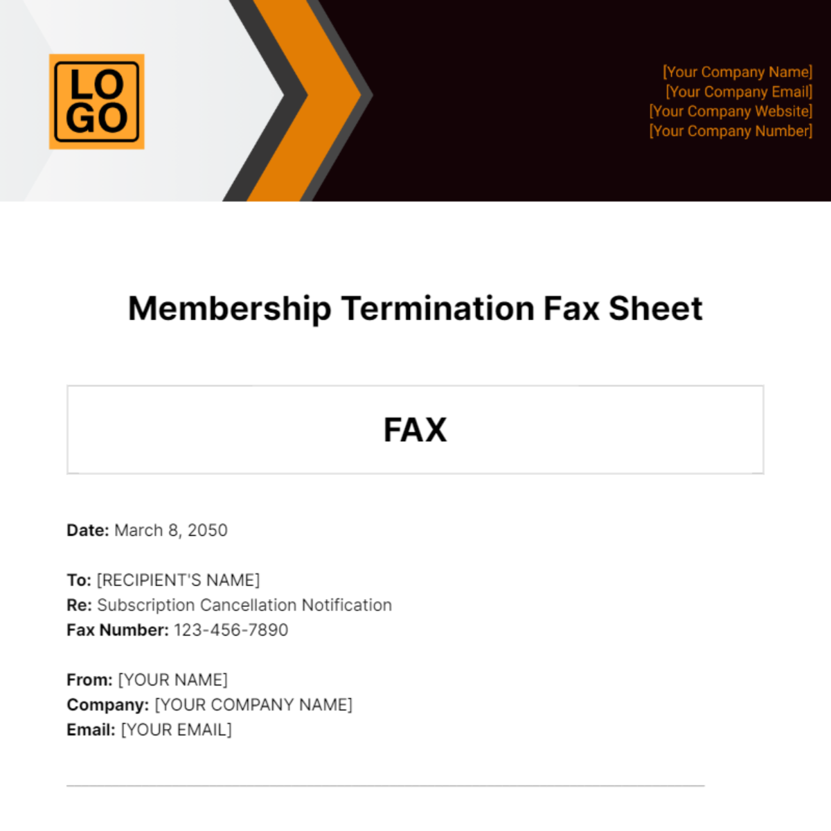 Free Membership Termination Fax Sheet Template