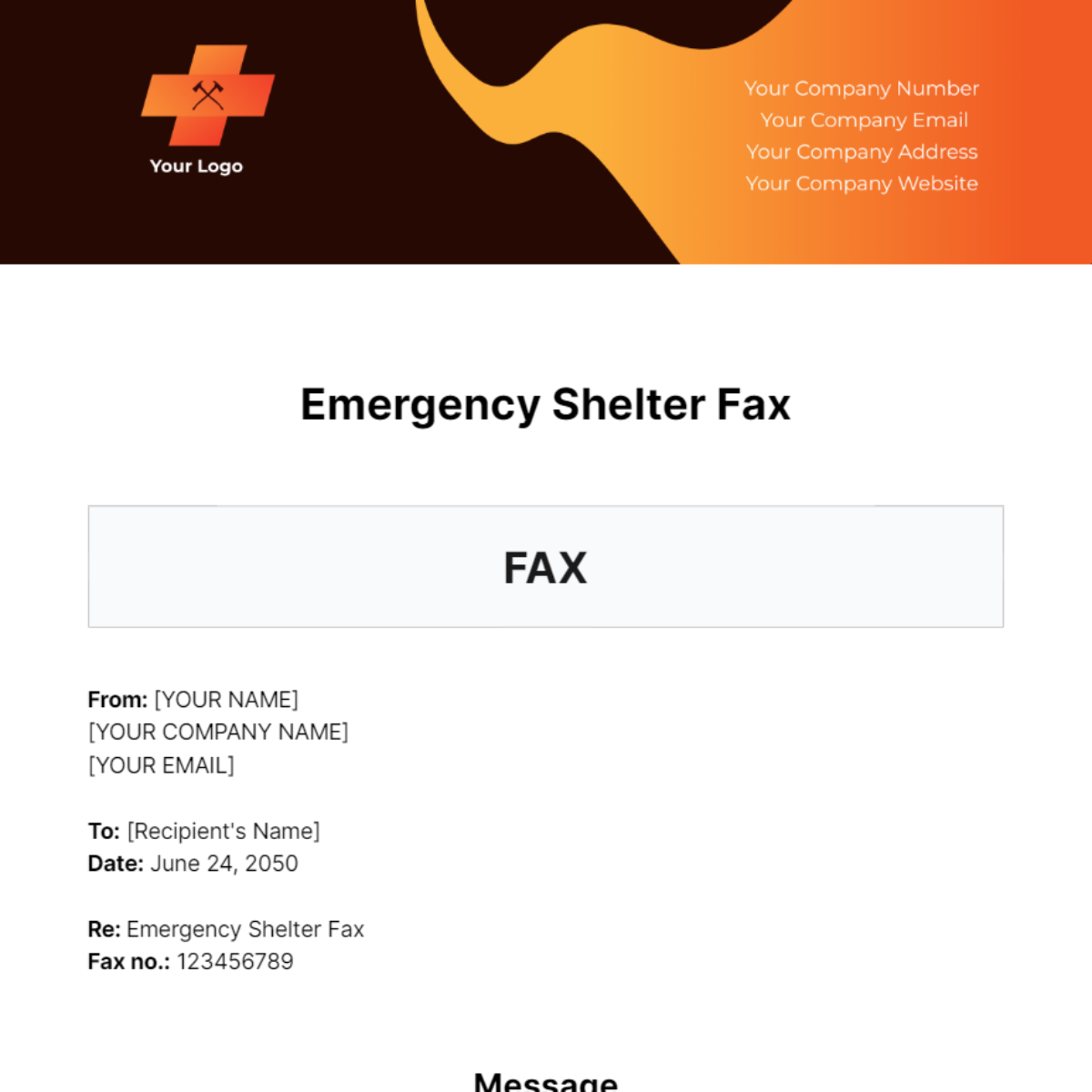 Free Emergency Shelter Fax Template