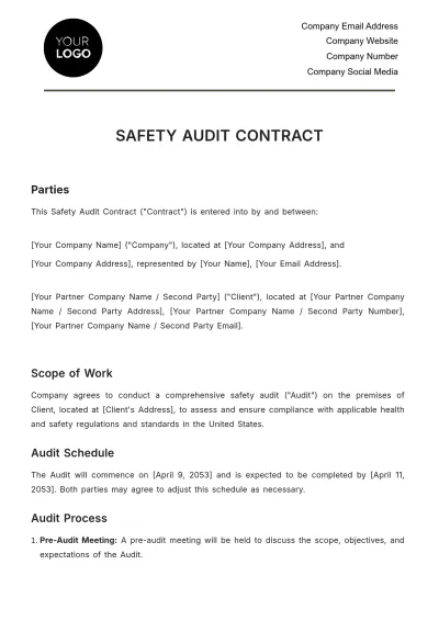 Free Safety Audit Contract Template to Edit Online