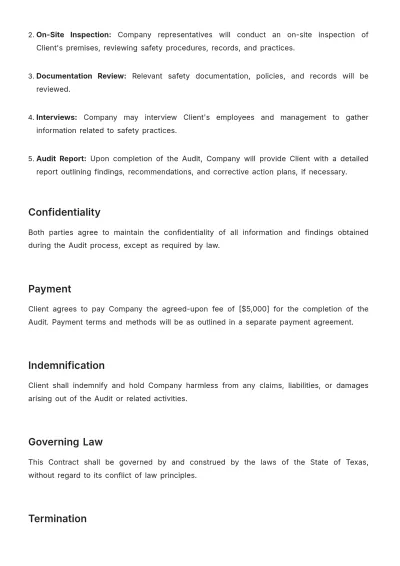 Free Safety Audit Contract Template to Edit Online