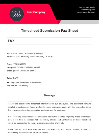 Free Timesheet Submission Fax Sheet Template to Edit Online