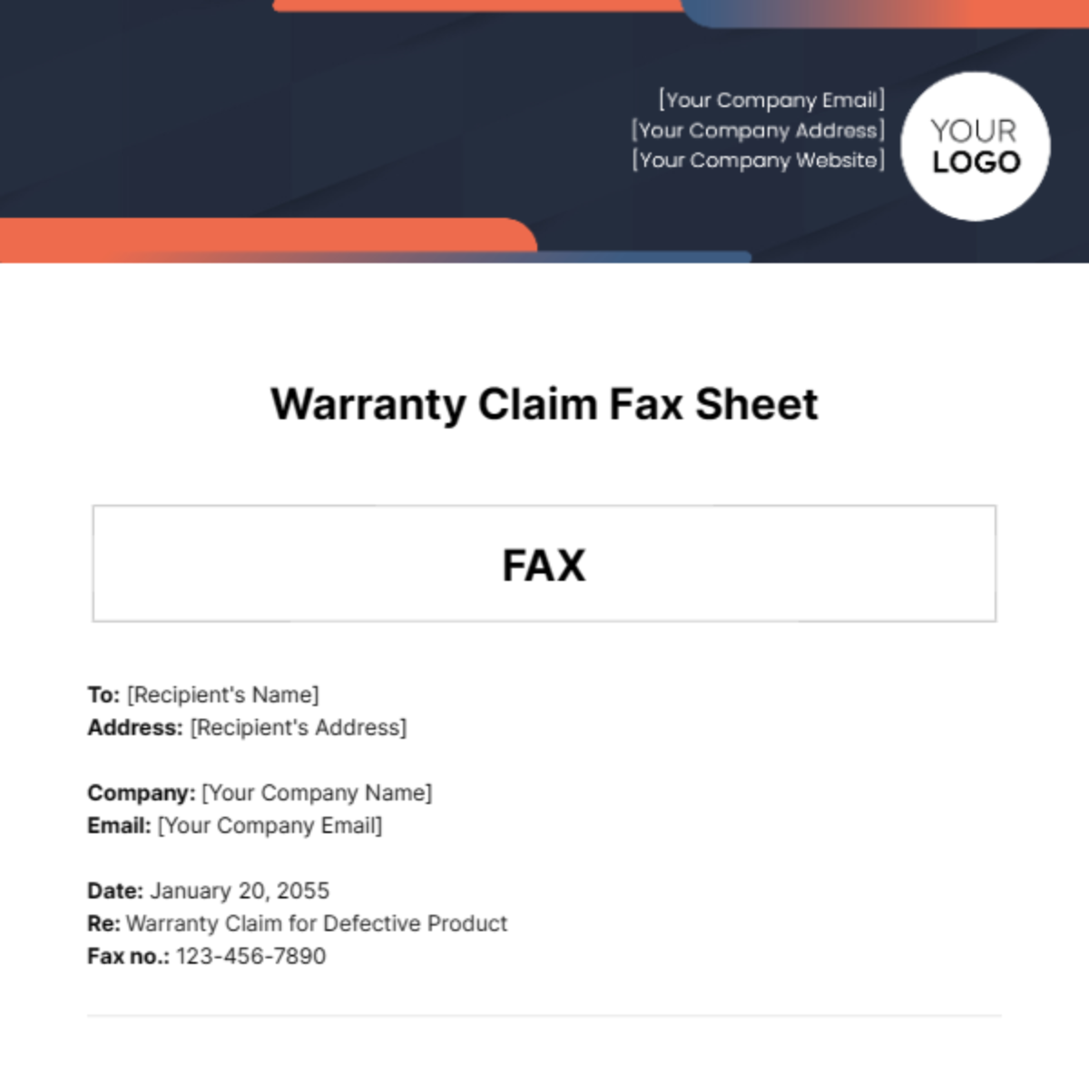 Warranty Claim Fax Sheet Template - Edit Online & Download