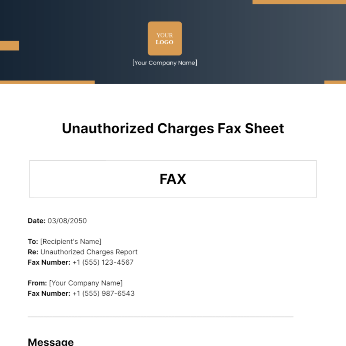 Unauthorized Charges Fax Sheet Template - Edit Online & Download