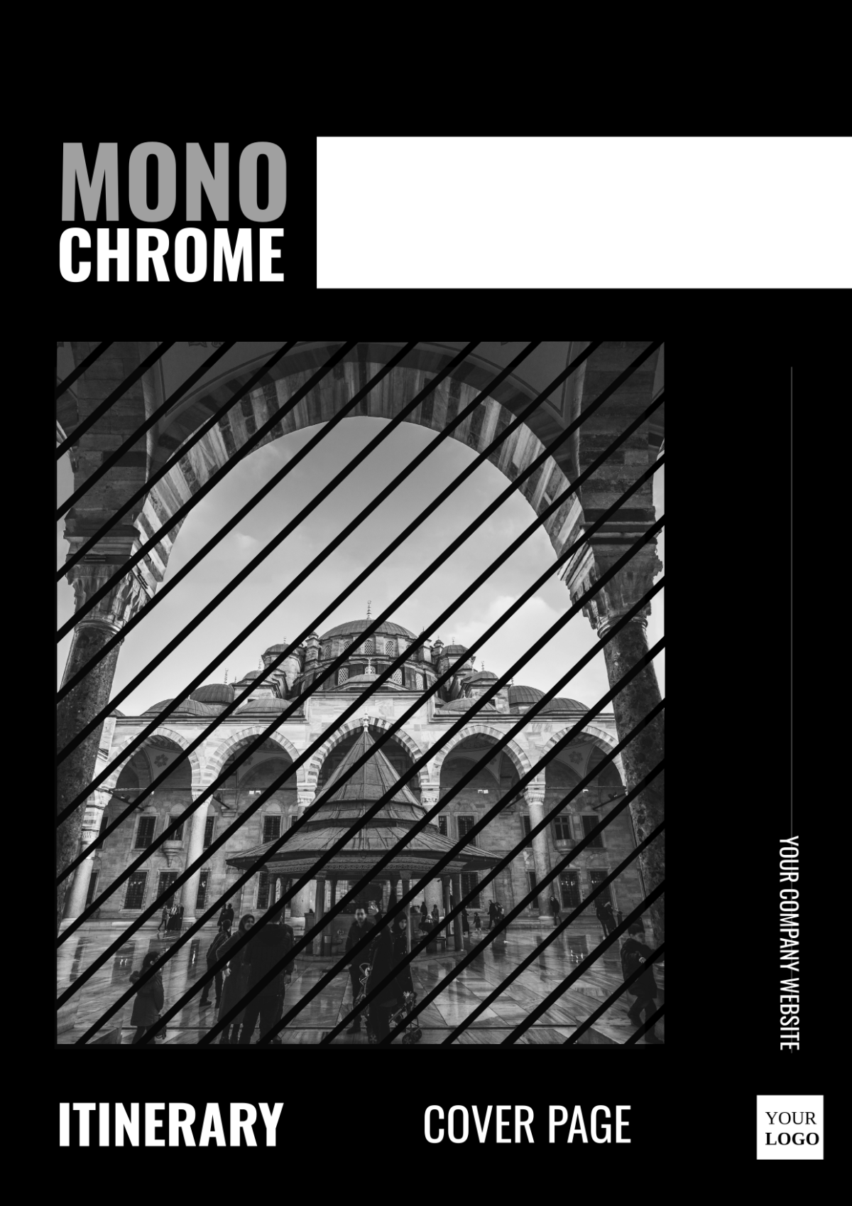Free Monochrome Itinerary Cover Page Template