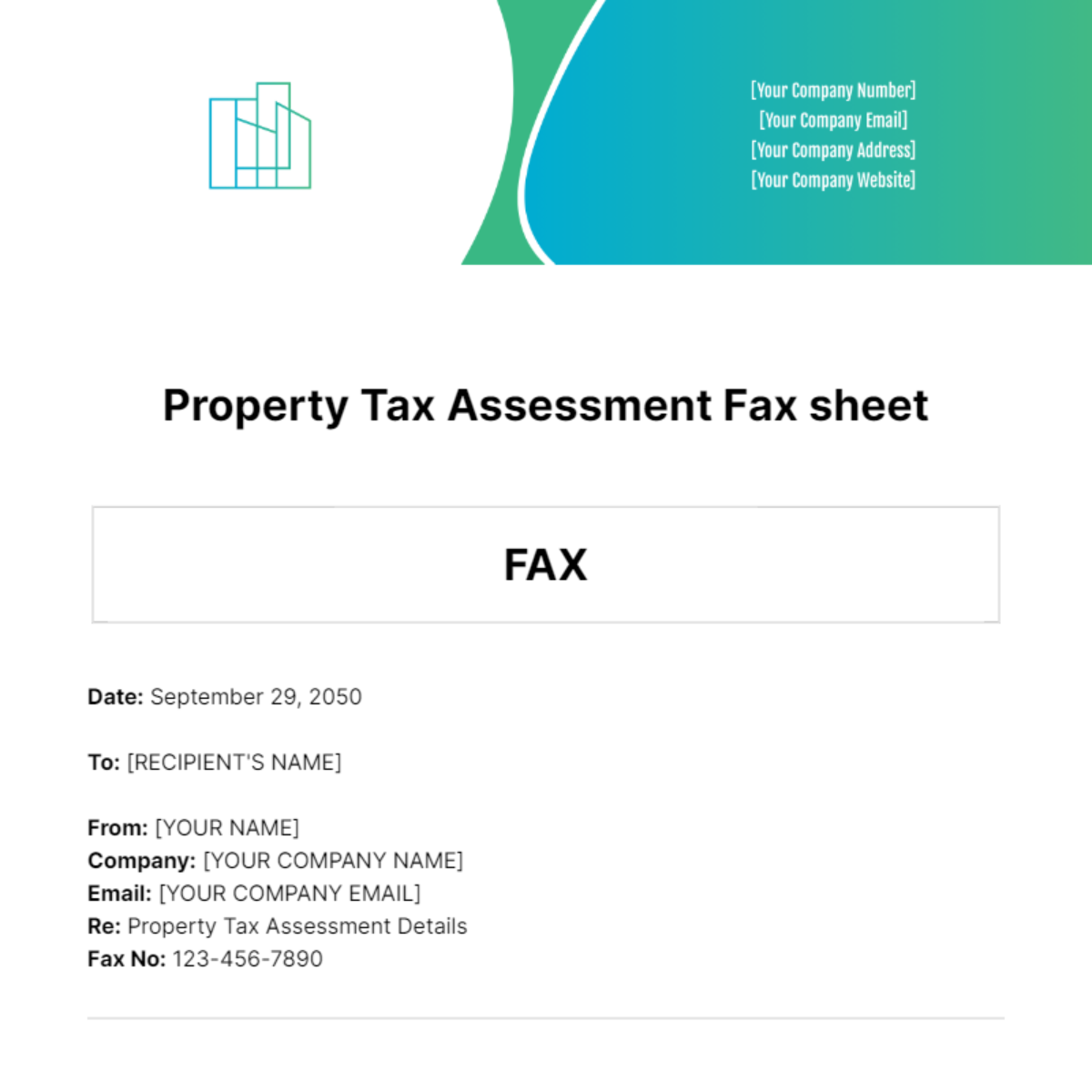 Property Tax Assessment Fax Sheet Template