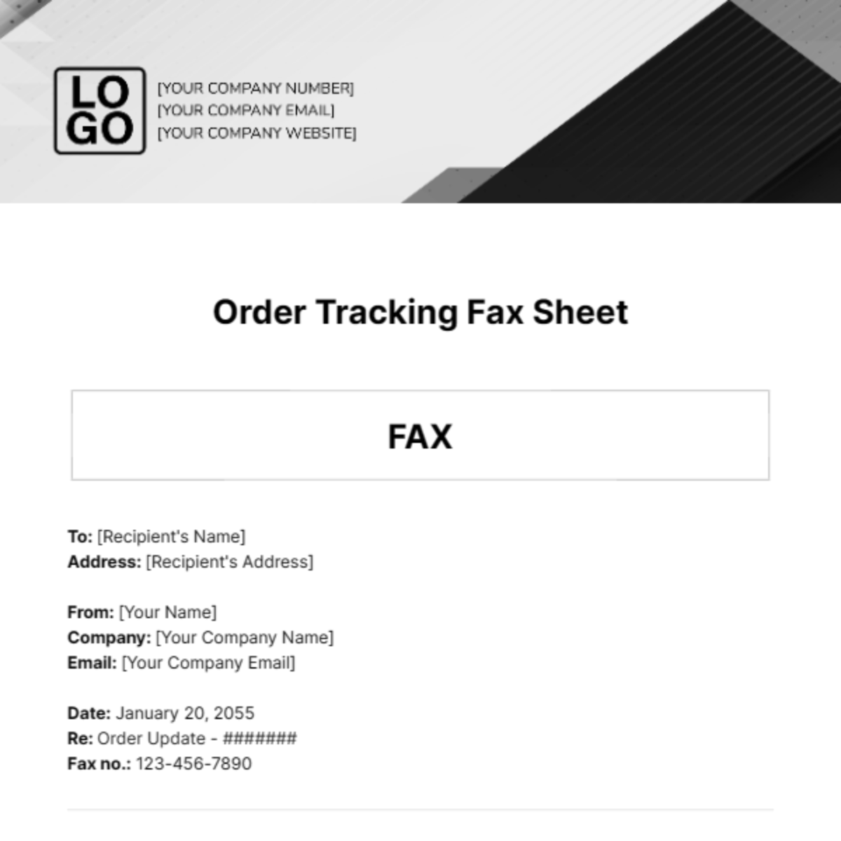 Order Tracking Fax Sheet Template - Edit Online & Download