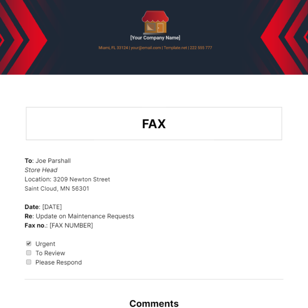 Store Maintenance Fax Sheet Template - Edit Online & Download