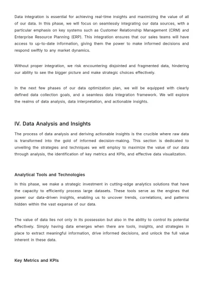 Free Sales Strategic Plan for Data Optimization Template to Edit Online
