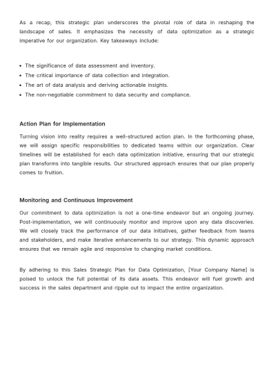 Free Sales Strategic Plan for Data Optimization Template to Edit Online