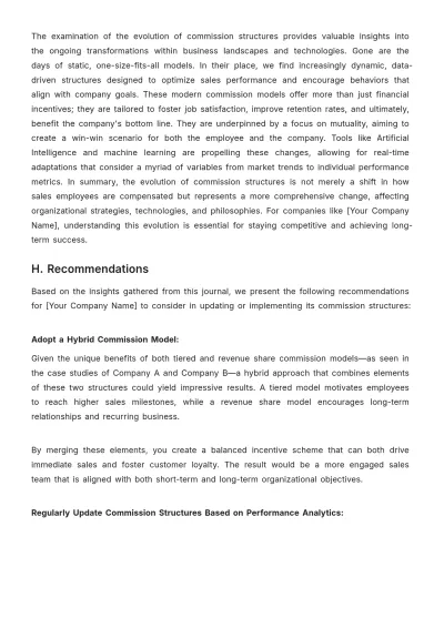 Free Sales Journal on Evolution of Commission Structures in the Industry Template to Edit Online