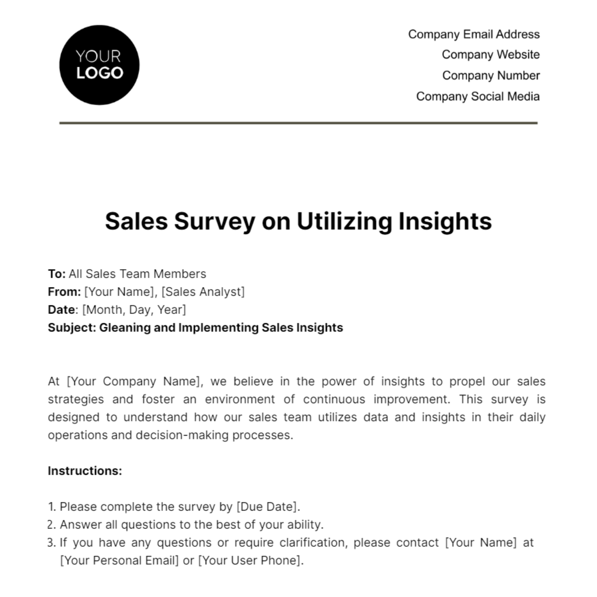Free Sales Survey on Utilizing Insights Template