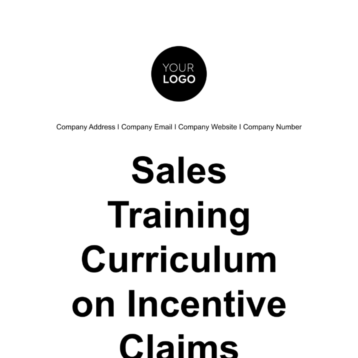 Sales Training Curriculum on Incentive Claims Template