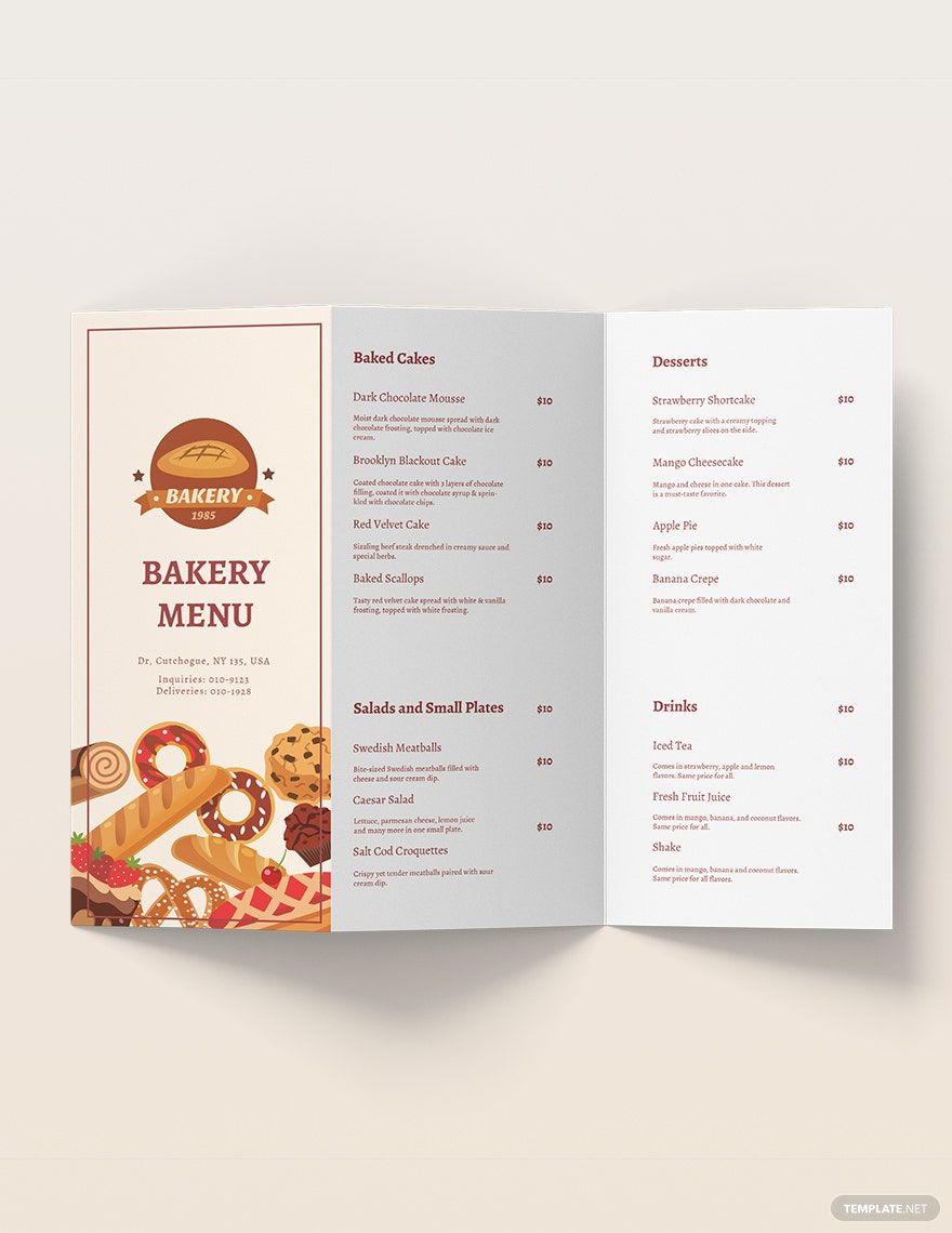 Bakery Brochure Menu Template