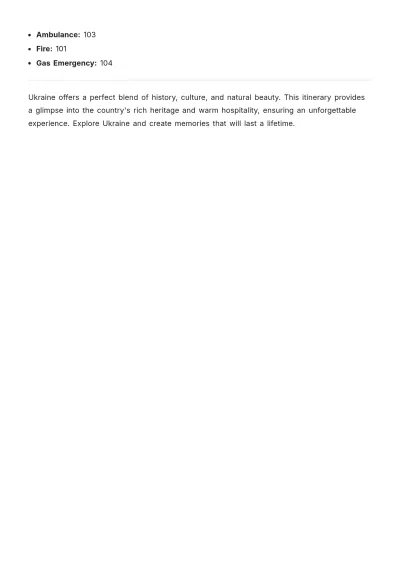 Free Ukraine Itinerary Template to Edit Online