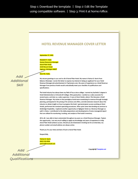 HOTEL REVENUE MANAGER Template