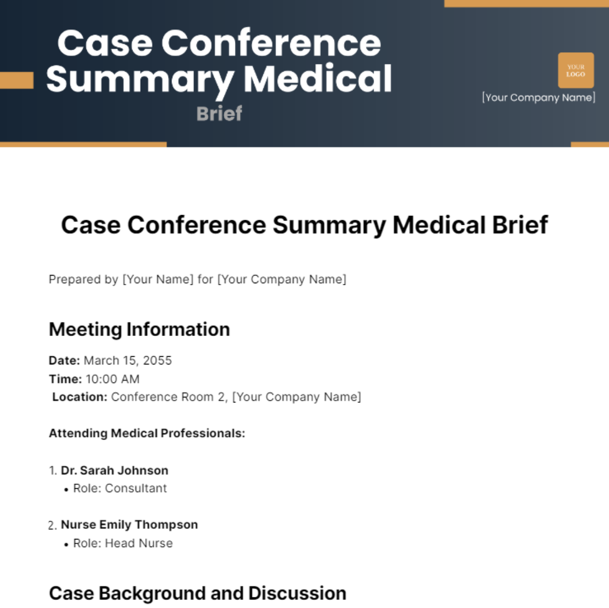 Case Conference Summary Medical Brief Template - Edit Online & Download