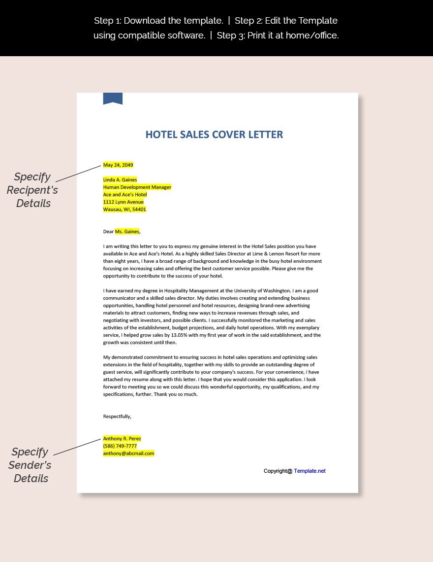 application letter for hotel service