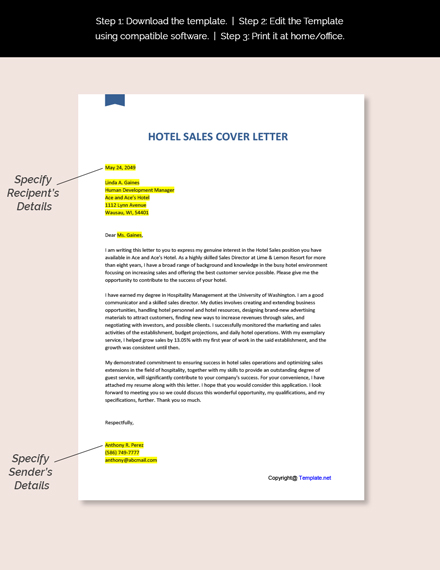 Hotel Sales Cover Letter Template