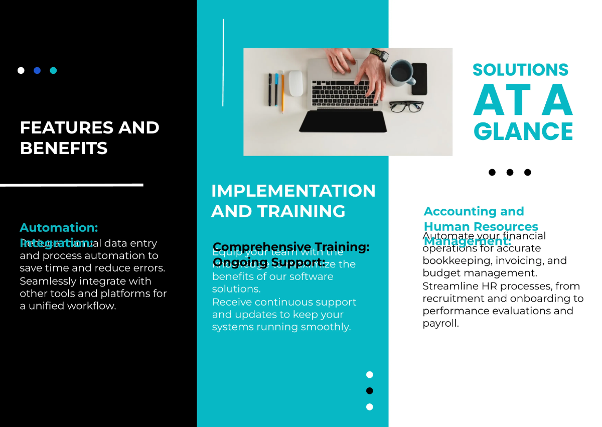 Free Administrative Software Solutions Overview Pamphlet Template to Edit Online