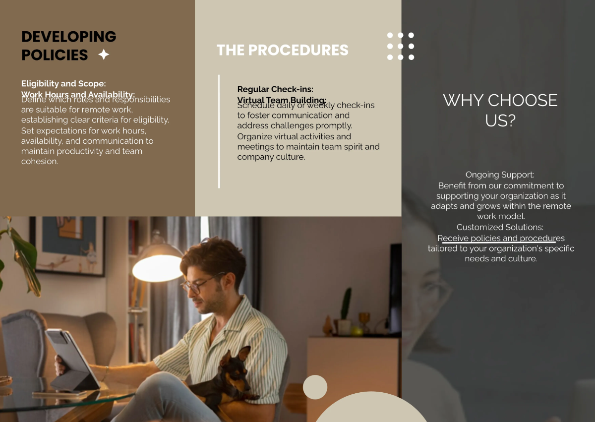 Free Remote Work Policies and Procedures Pamphlet Template to Edit Online
