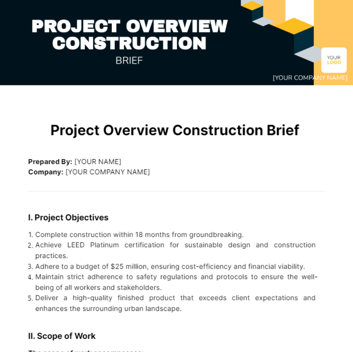 Project Overview Construction Brief Template - Edit Online & Download