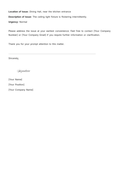 Free Facility Maintenance Request Fax Sheet Template to Edit Online