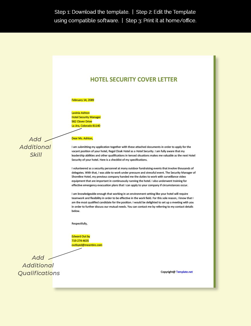 Hotel Security Cover Letter Template