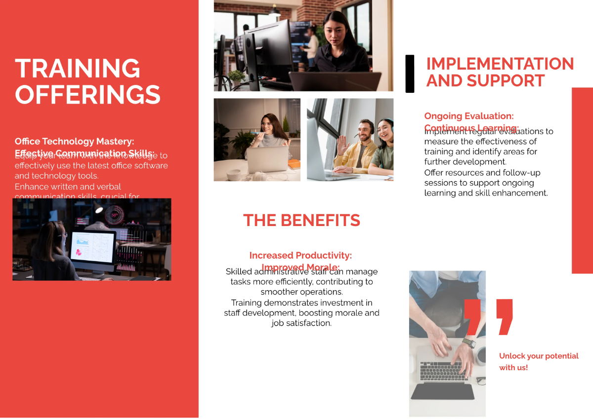 Free Administrative Staff Training Programs Pamphlet Template to Edit Online