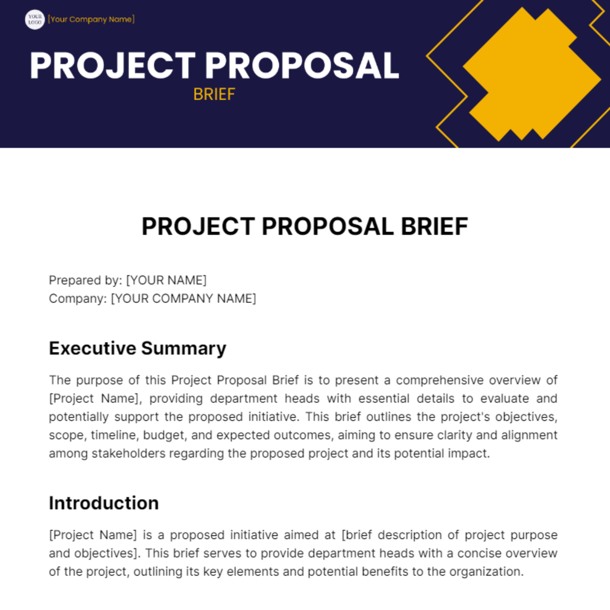 Project Proposal Brief Template - Edit Online & Download Example ...