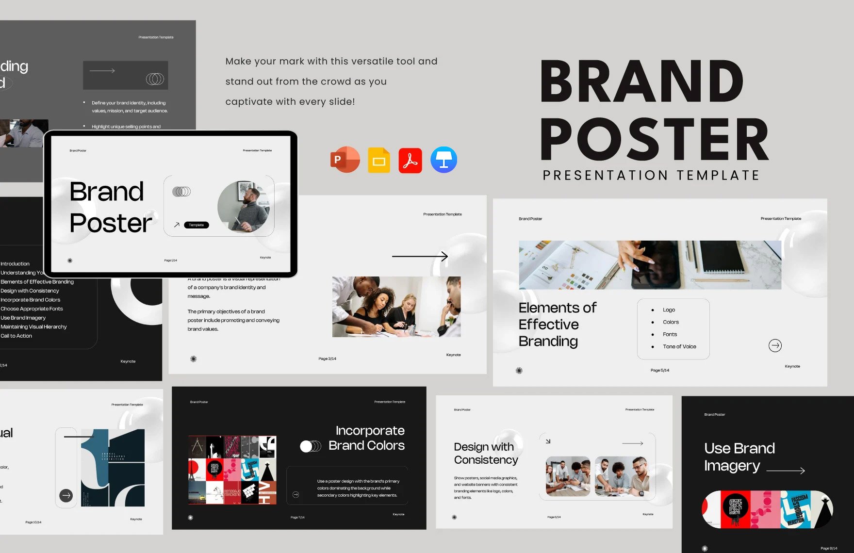 Free Brand Poster Template in PDF, PowerPoint, Google Slides, Apple Keynote