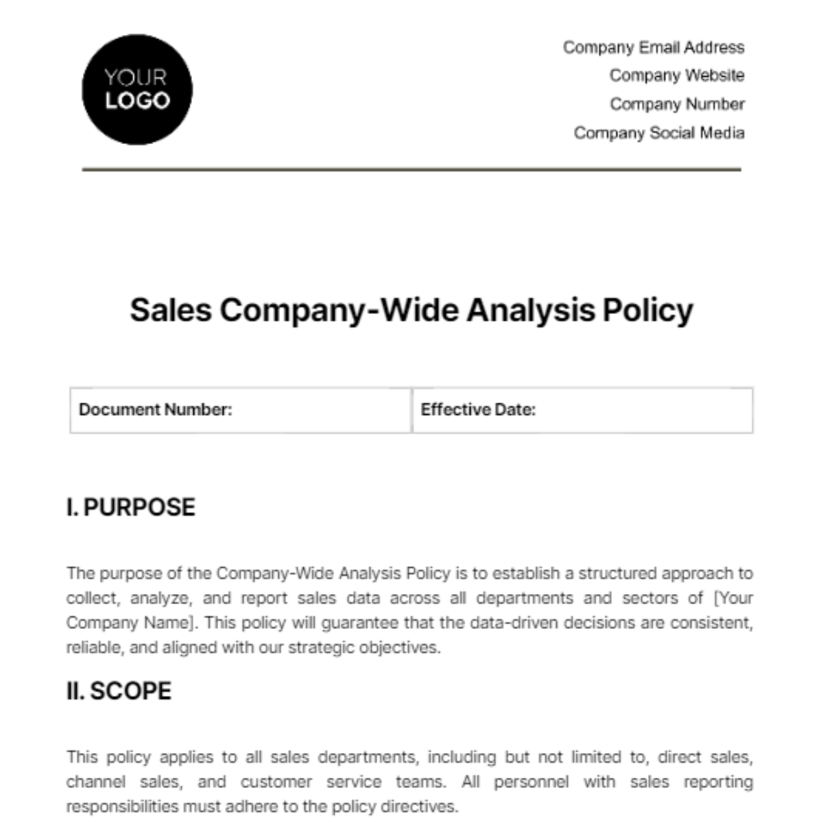 Sales Company-wide Analysis Policy Template